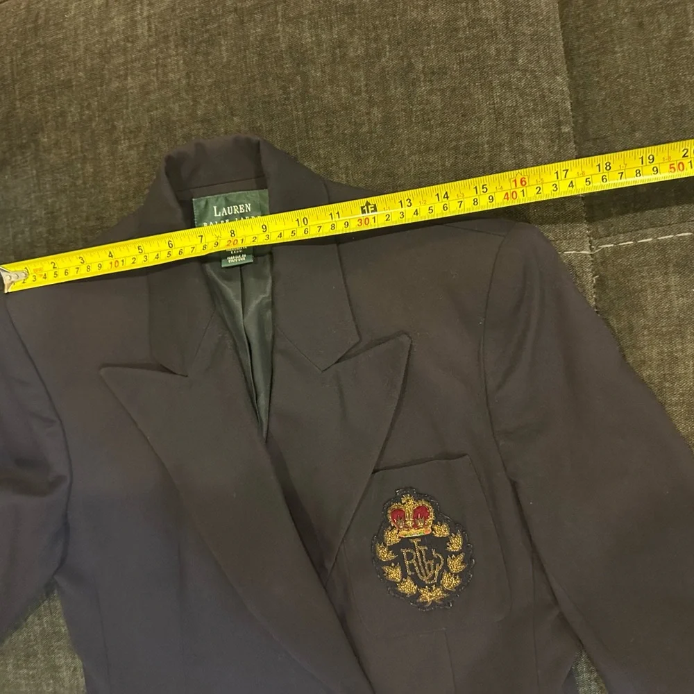 Vintage Ralph Lauren Navy Double-Breasted Wool Blazer Size Medium - Picture 15 of 16